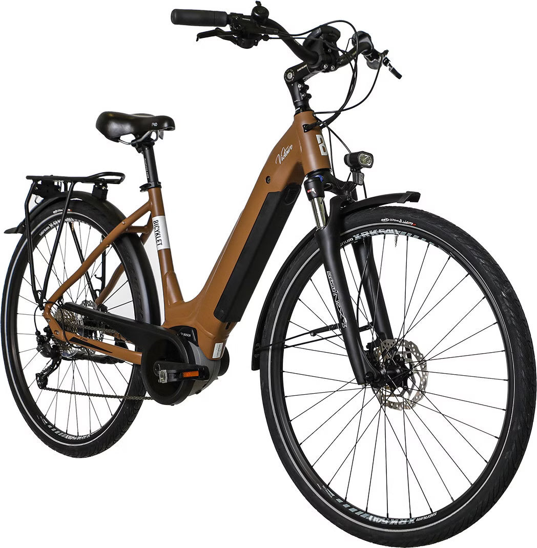 Vélo de Ville Électrique Bicyklet Victoire Shimano Alivio 9V 400Wh 700mm Marron