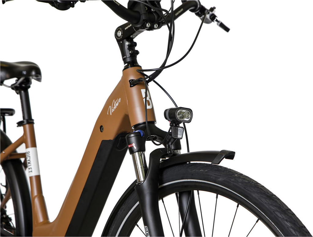 Vélo de Ville Électrique Bicyklet Victoire Shimano Alivio 9V 400Wh 700mm Marron