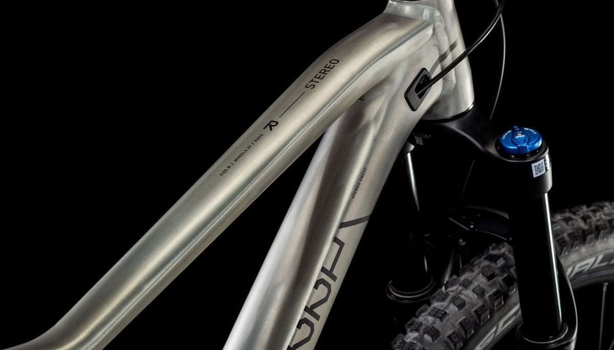 VTT Tout-Suspendu Cube Stereo One22 Race – Shimano XT 12V, Fox 34 Float 130mm, 29'' Argent Raw Metal 2025